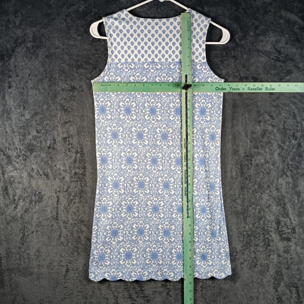 Vineyard Vines Shift Dress Girls L 12 14 Blue White Printed Sleeveless Preppy